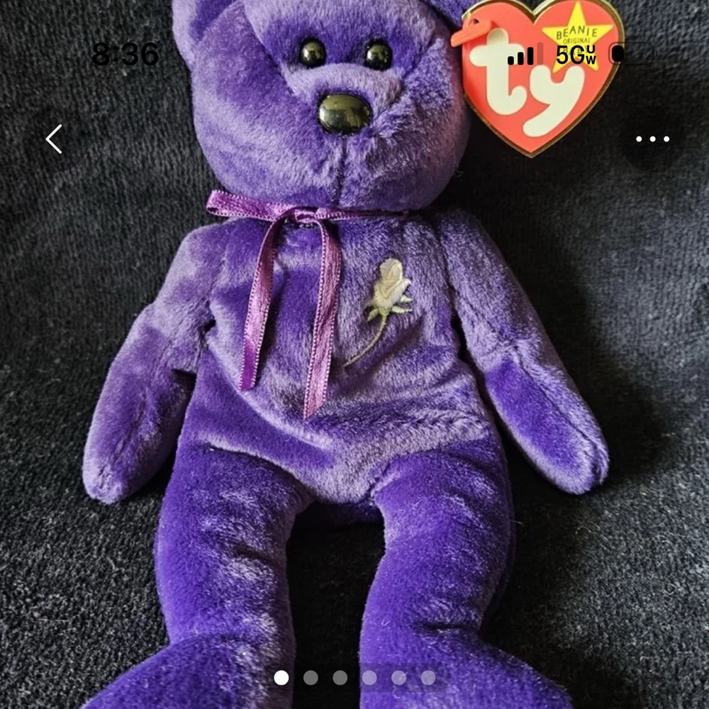 Ty Plush Princess Diana Teddy Bear with Embroidered Chest